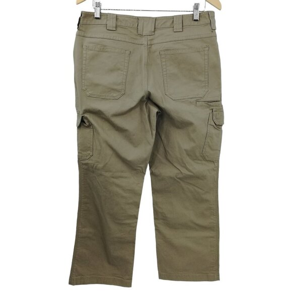 Duluth Trading Khaki Flat Front Cargo Pants Size 12 x 29 Tan Canvas Workwear - Picture 7 of 12